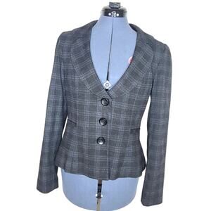 Banana Republic Factory charcoal grey plaid single breast blazer size 8